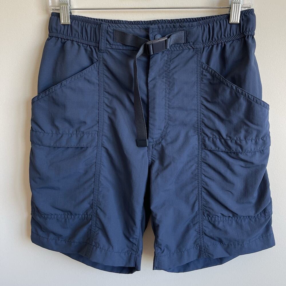 Uniqlo Mens‎ Hiking Travel Utility Shorts Belted Navy Blue Size W 27 x 7 Inseam